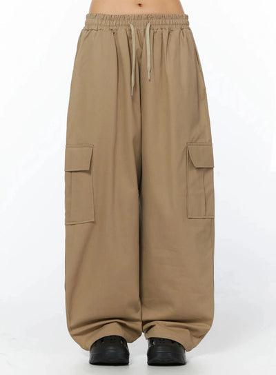 casual-wide-leg-cargo-pants-iu509 / Beige