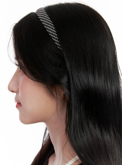 plaid-tweed-headband-cl516 / Beige
