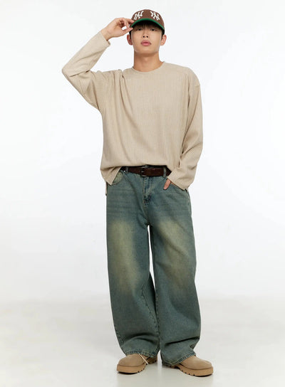 mens-basic-ribbed-knit-top-in525 / Beige