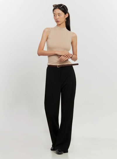 mock-neck-sleeveless-top-il528 / Beige