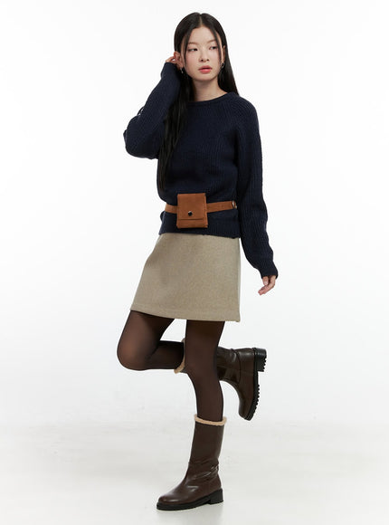 wool-blend-mini-skirt-on408 / Beige