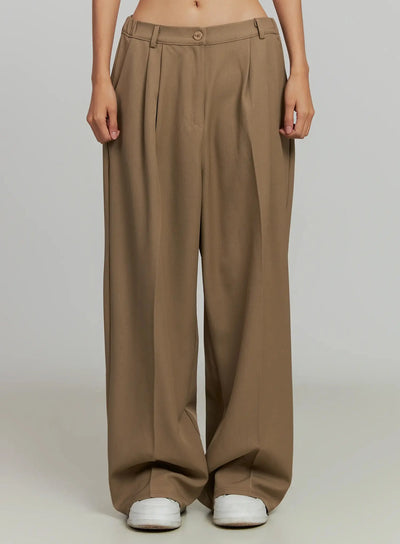 wide-leg-band-slacks-ij505 / Beige