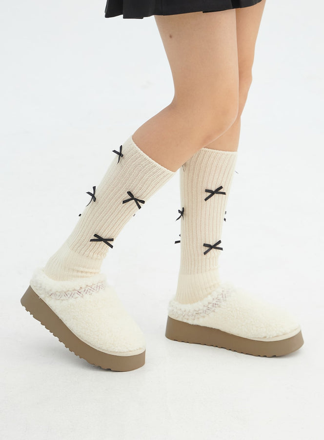 ribbon-midi-socks-in316 / Beige