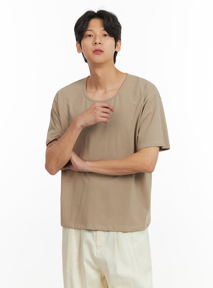 mens-round-neck-t-shirt-iy431 / Beige