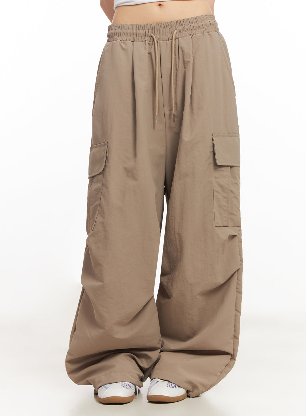 Cargo Wide-Leg Windbreaker Pants IY502 by Lewkin