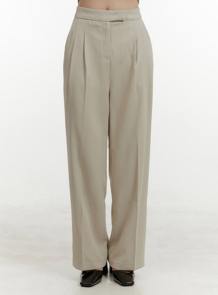 solid-wide-fit-trousers-oy409 / Beige