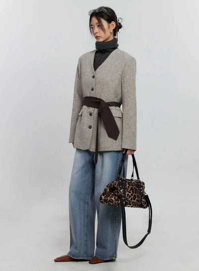 chic-button-up-jacket-is515 / Beige