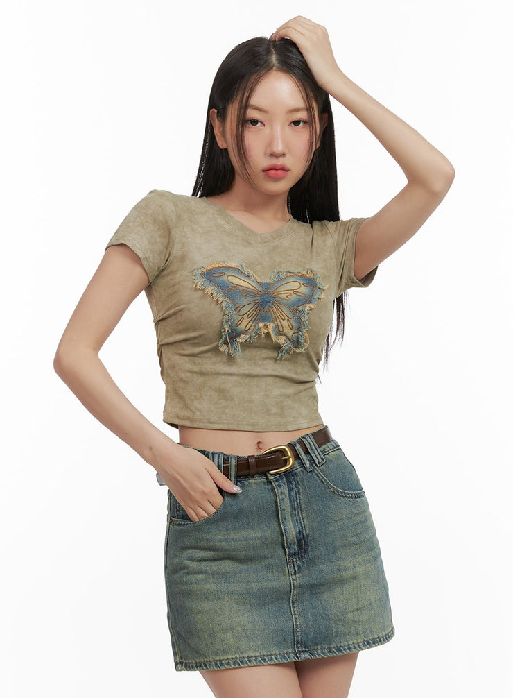 acubi-washed-slim-fit-crop-shirt-cy420 / Beige