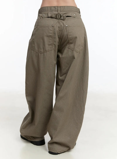 striped-wide-leg-cotton-trousers-cm511 / Beige