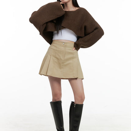 a-line-pleated-mini-skirt-og416 / Beige