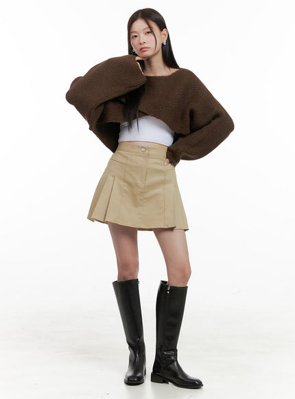 a-line-pleated-mini-skirt-og416 / Beige