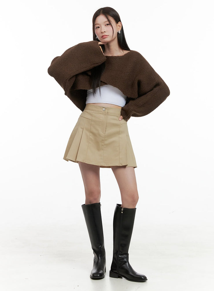 a-line-pleated-mini-skirt-og416 / Beige