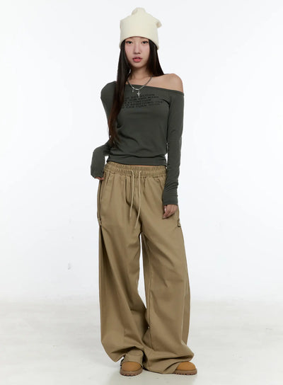 side-button-wide-leg-pants-cs517 / Beige