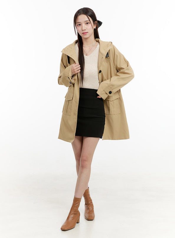 midi-hooded-trench-jacket-og429 / Beige