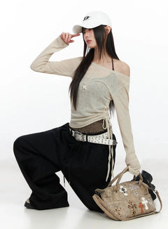 sheer-layering-long-sleeve-top-im530 / Beige