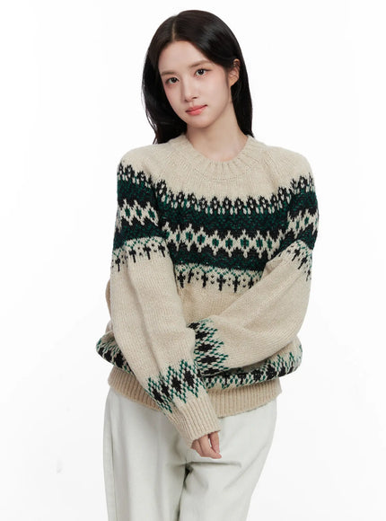 nordic-knit-sweater-co522 / Beige
