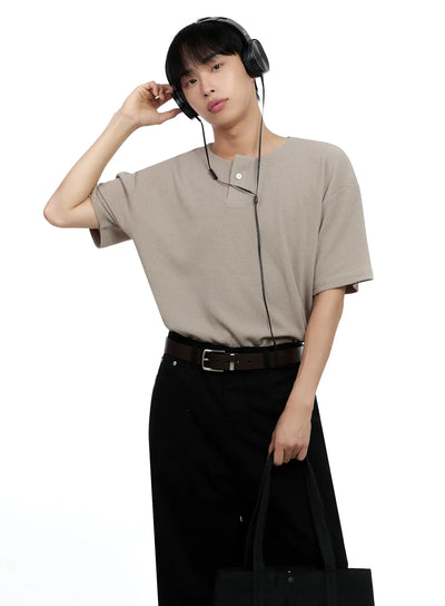 mens-textured-henley-t-shirt-ig520 / Beige