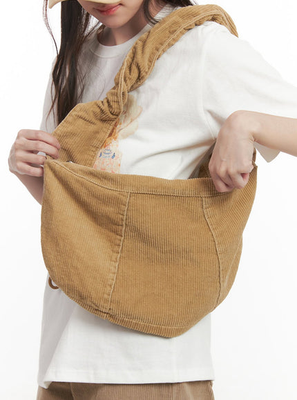 corduroy-hobo-shoulder-bag-ij510 / Beige