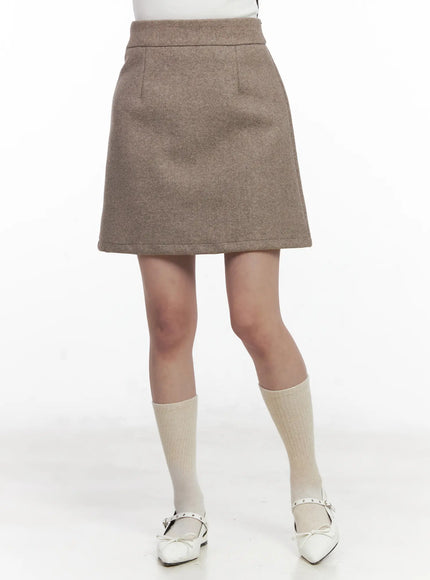 timeless-wool-a-line-mini-skirt-cn526 / Beige