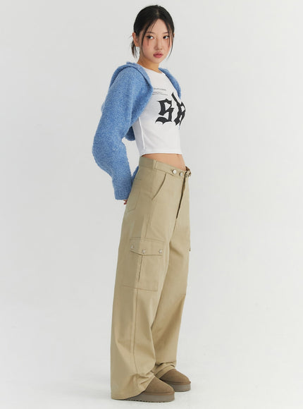 high-rise-cotton-cargo-pants-co306 / Beige