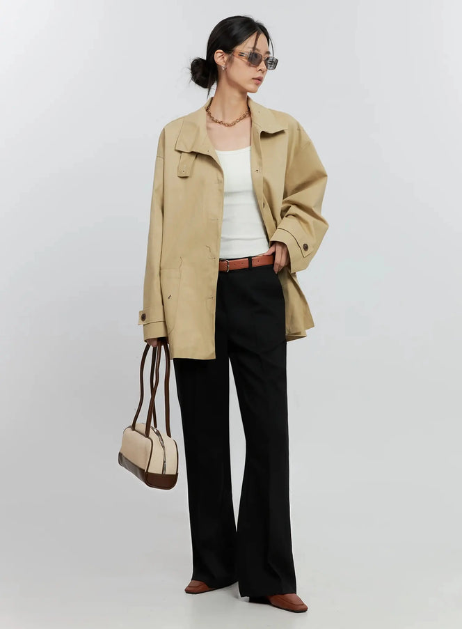 classic-short-trench-jacket-is516 / Beige