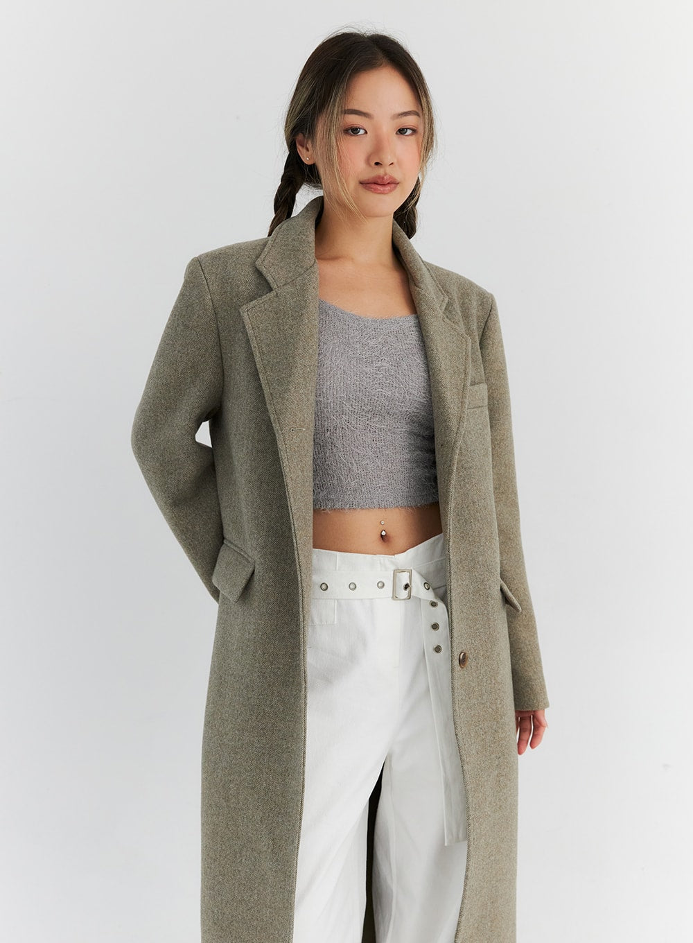 button-tailored-maxi-coat-cn309 / Beige