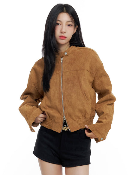 suede-zip-up-jacket-co426 / Beige