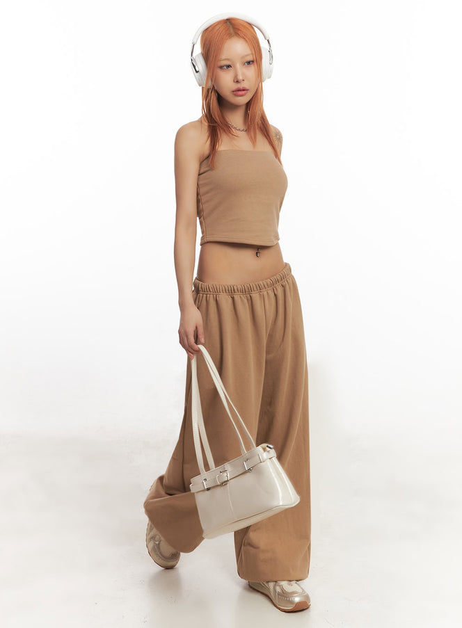 tube-top-sweatpants-set-ia515 / Beige