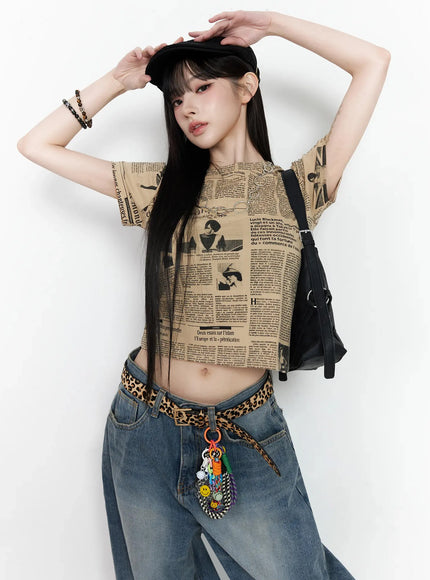 retro-graphic-short-sleeve-tee-iy511 / Beige