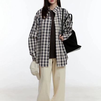 oversized-check-shirt-id526 / Beige