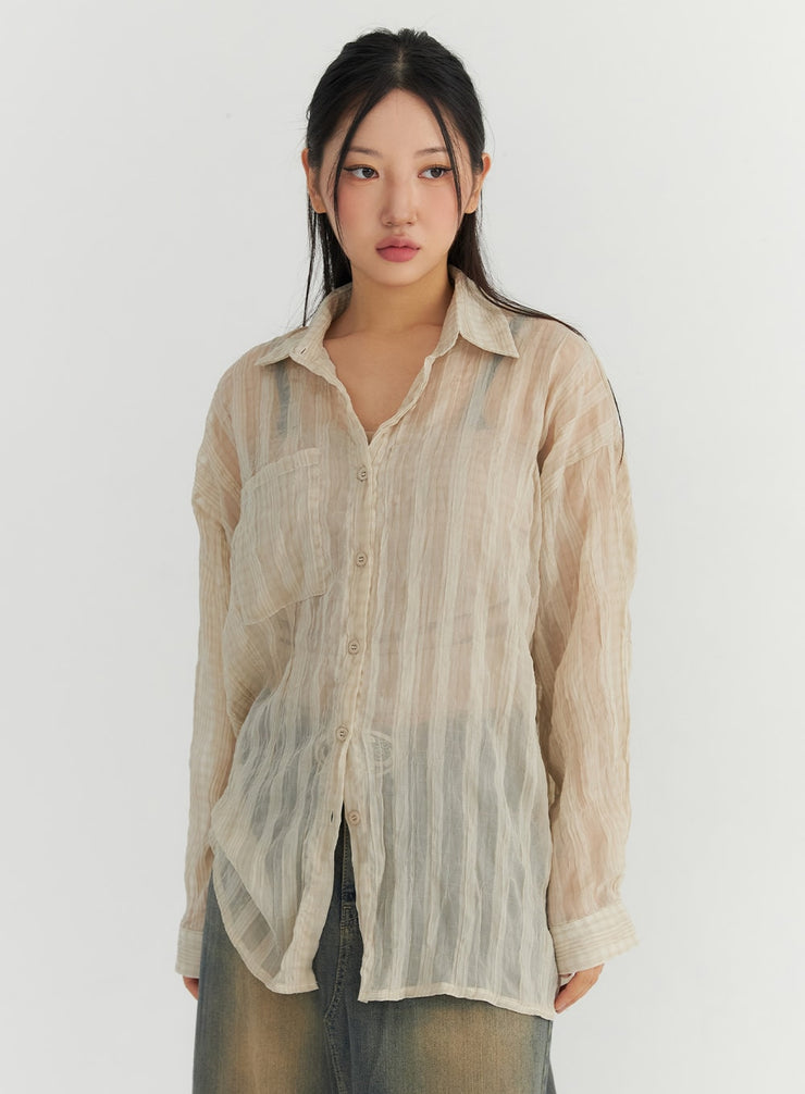 oversized-mesh-shirt-co306 / Beige