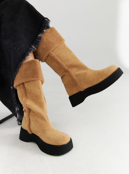 suede-midi-boots-cn315 / Beige