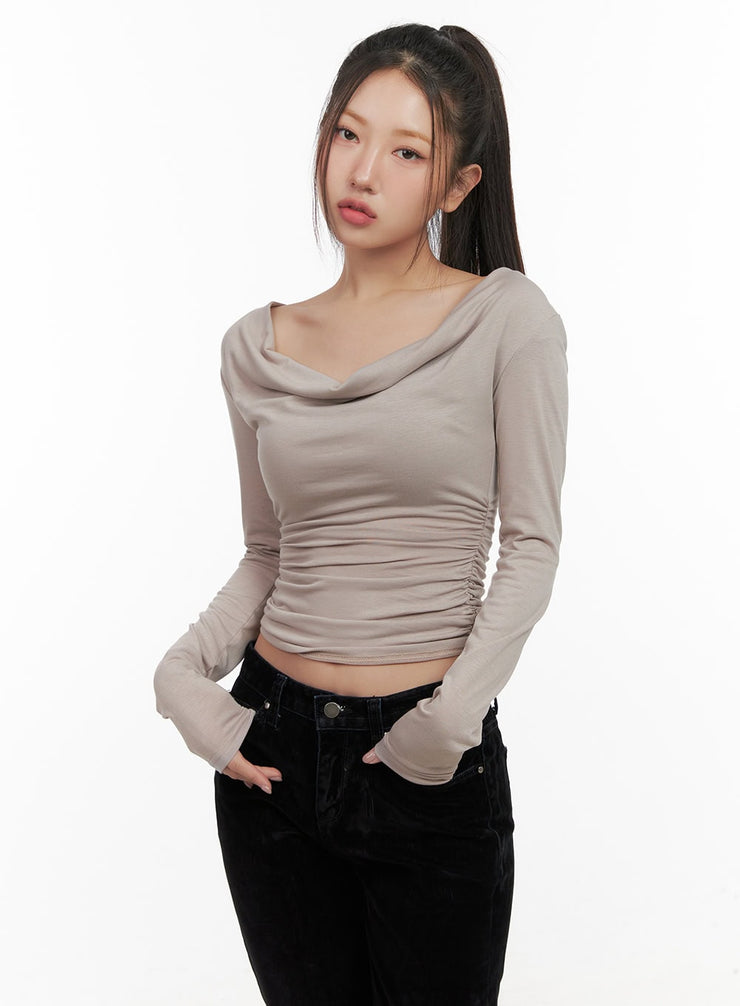 solid-long-sleeve-crop-tee-cd413 / Beige