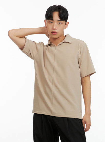 mens-collar-t-shirt-iu414 / Beige