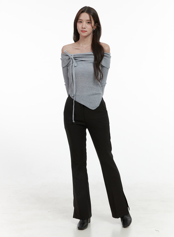 streamline-fit-slit-poly-rayon-trousers-os416 / Black