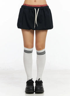 checkered-balloon-skort-ca513 / Black