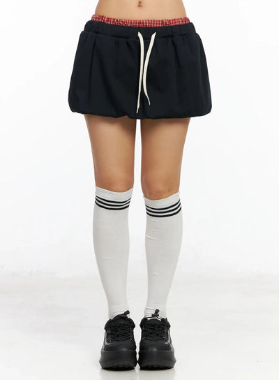 checkered-balloon-skort-ca513 / Black