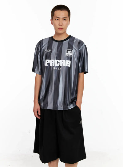 mens-sporty-ibiza-striped-tee-ig511 / Black