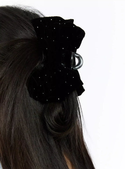 velvet-ribbon-hair-claw-clip-io527 / Black