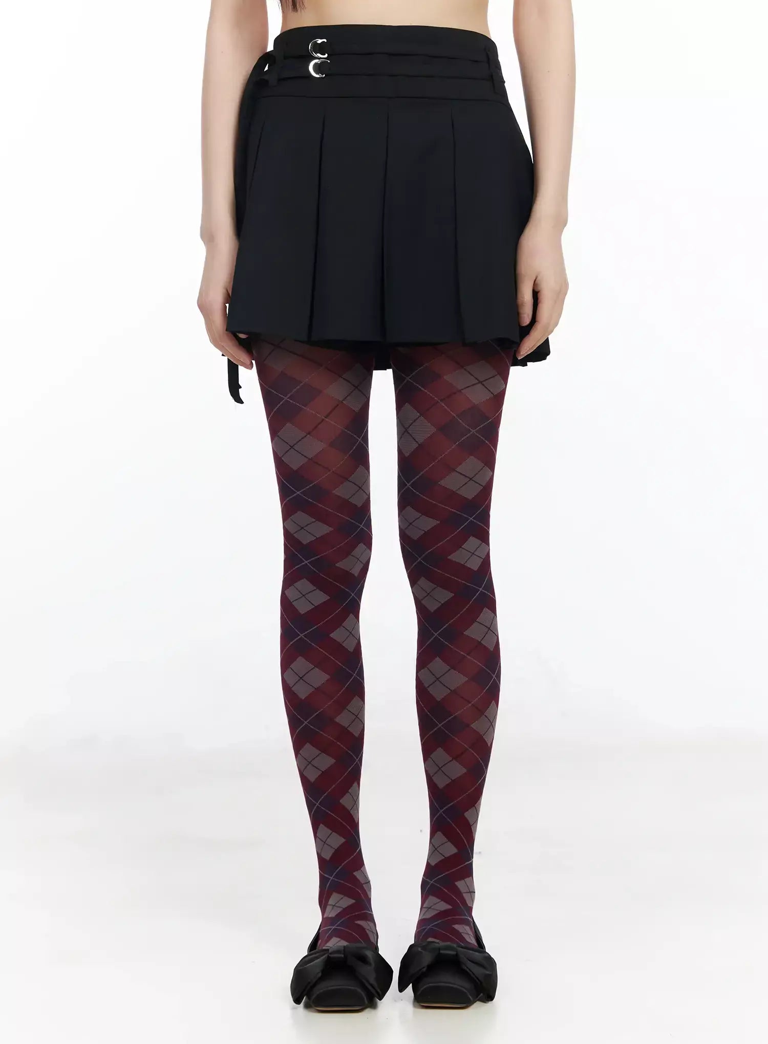 pleated-skort-with-belt-detail-im523 / Black