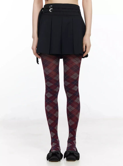 pleated-skort-with-belt-detail-im523 / Black