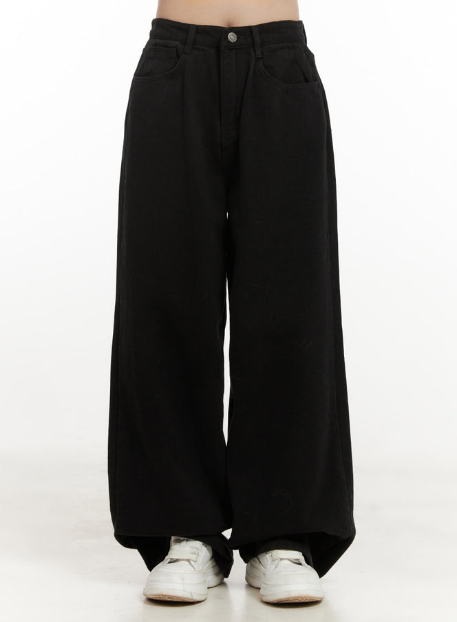 jayce-wide-leg-cotton-pants-on429 / Black