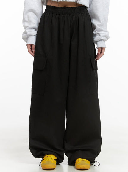 wide-fit-cargo-cotton-pants-cs403 / Black