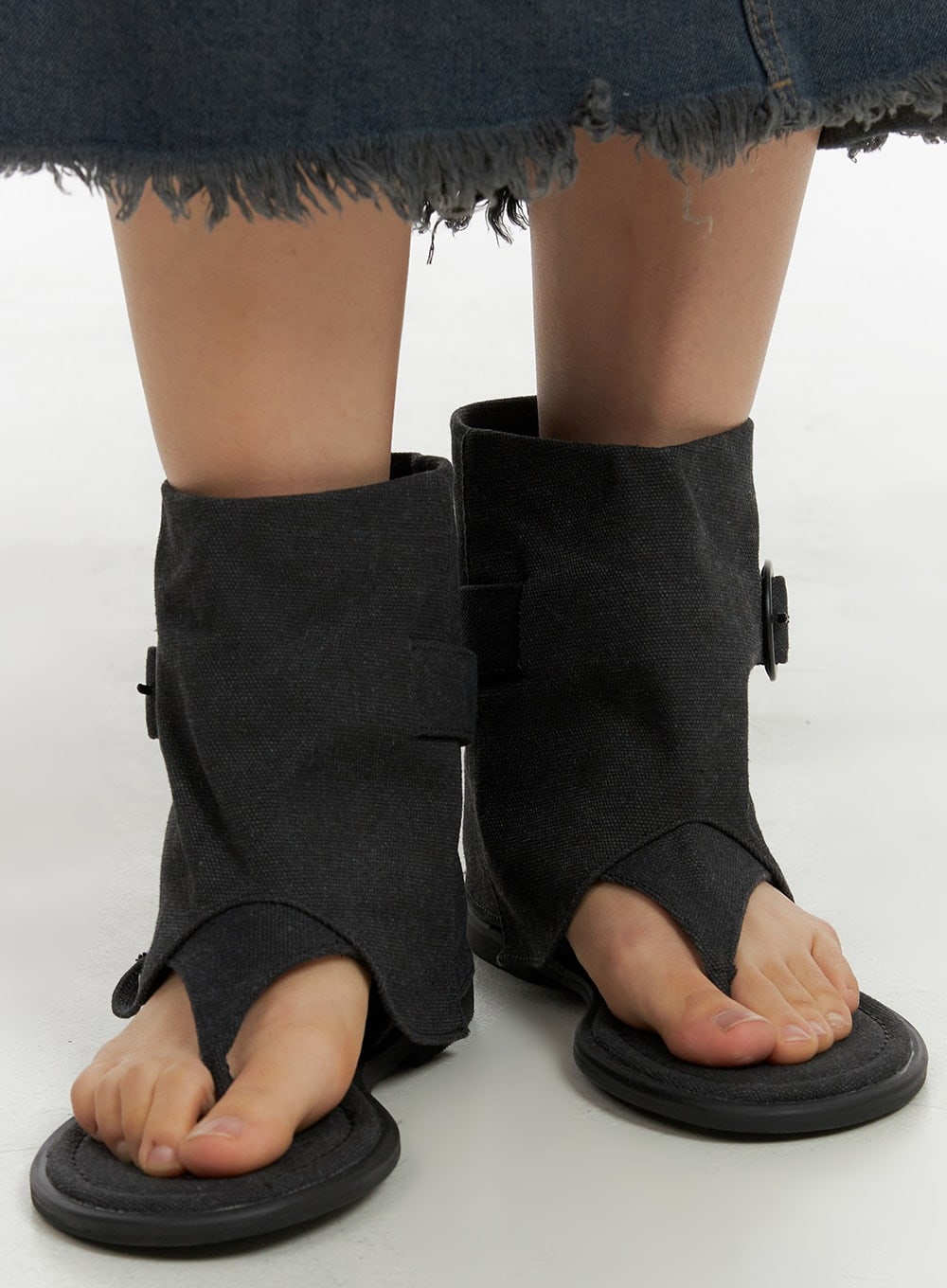 buckle-sandal-boots-ca403 / Black