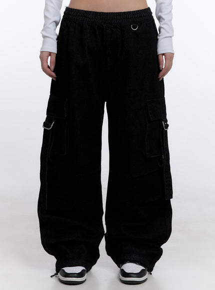 cargo-denim-baggy-pants-cj509 / Black