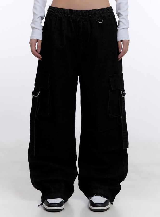 cargo-denim-baggy-pants-cj509 / Black