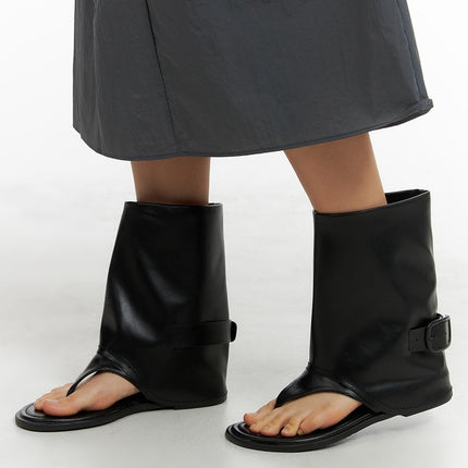 faux-leather-sandal-boots-cm422 / Black