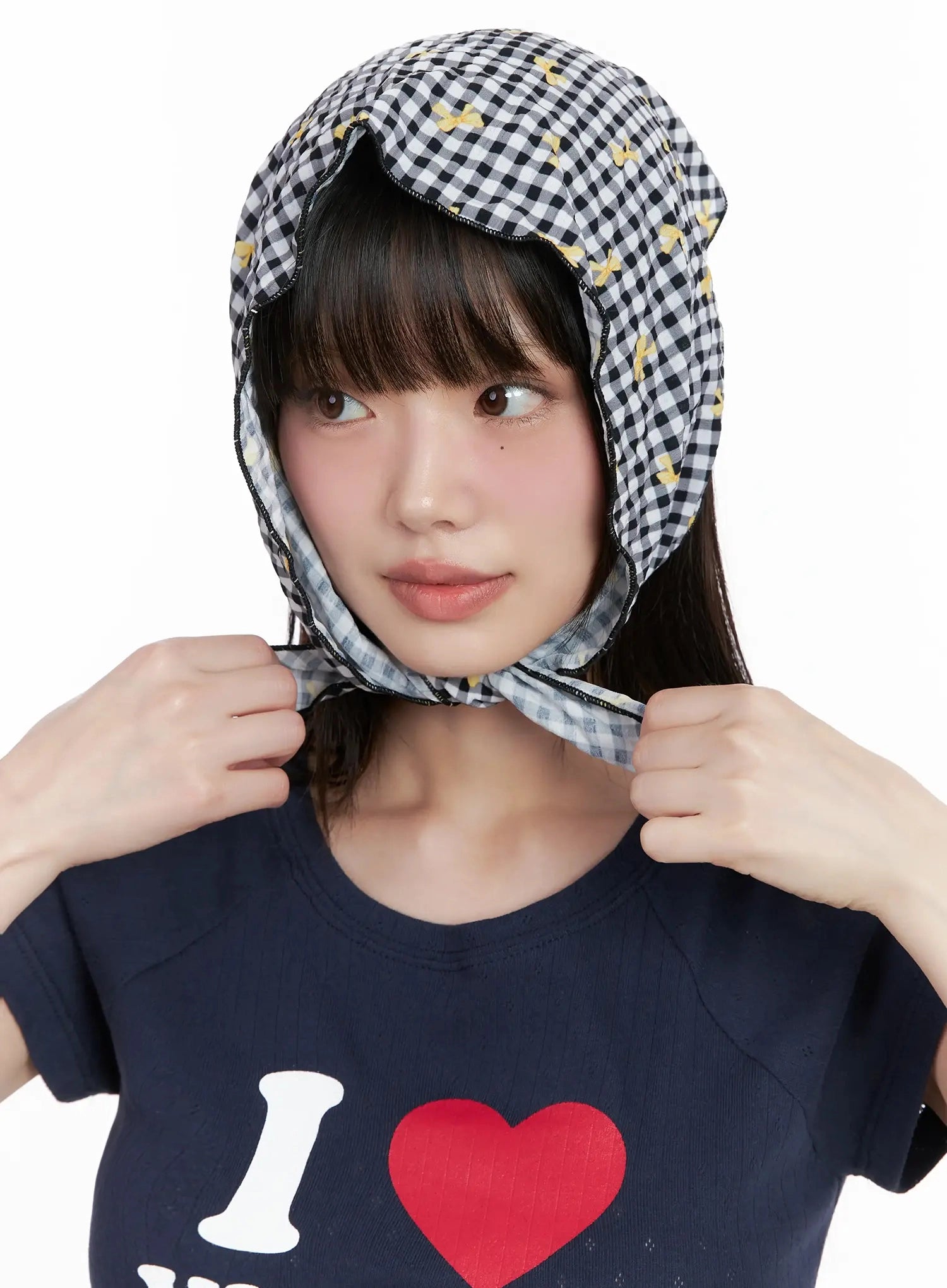 gingham-ribbon-hair-scarf-il528 / Black