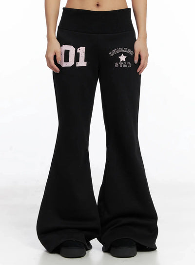 graphic-bootcut-pants-in528 / Black