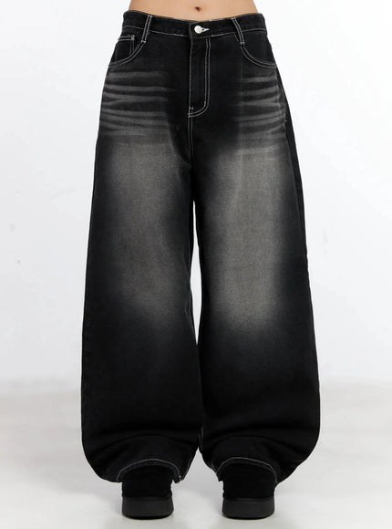 kaiya-dark-wash-baggy-jeans-in528 / Black